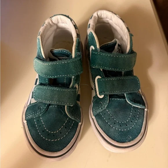 Vans Kids Teal and White Checkered Sneakers - Picture 5 of 5